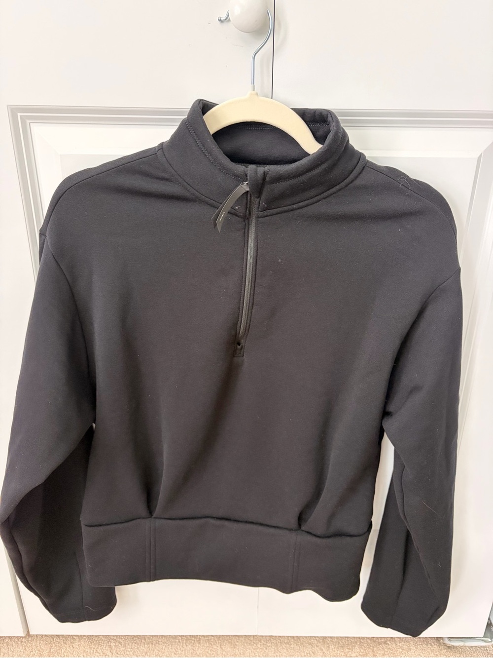 Athleta Black Cropped Half-Zip Sweatshirt